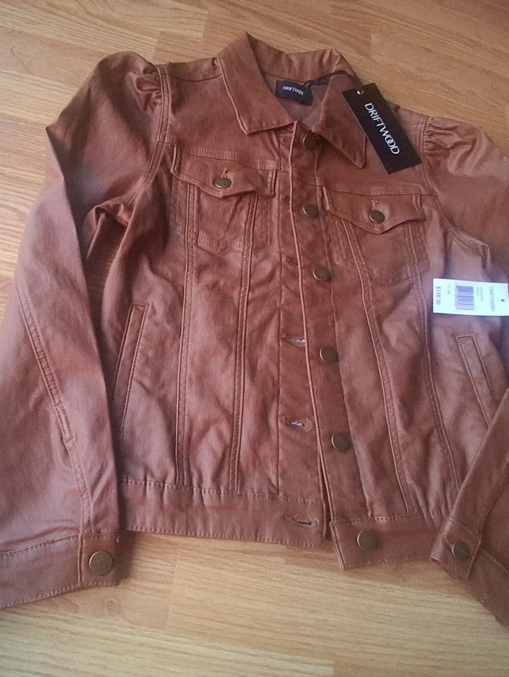 NWT Ladies Faux Leather Jacket, Brown, Sz M